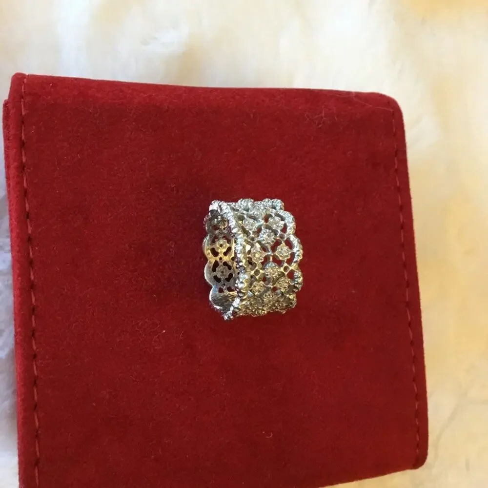 Sterling Silver Elegant Three-Row Crystal Ring - Picture 2 of 9